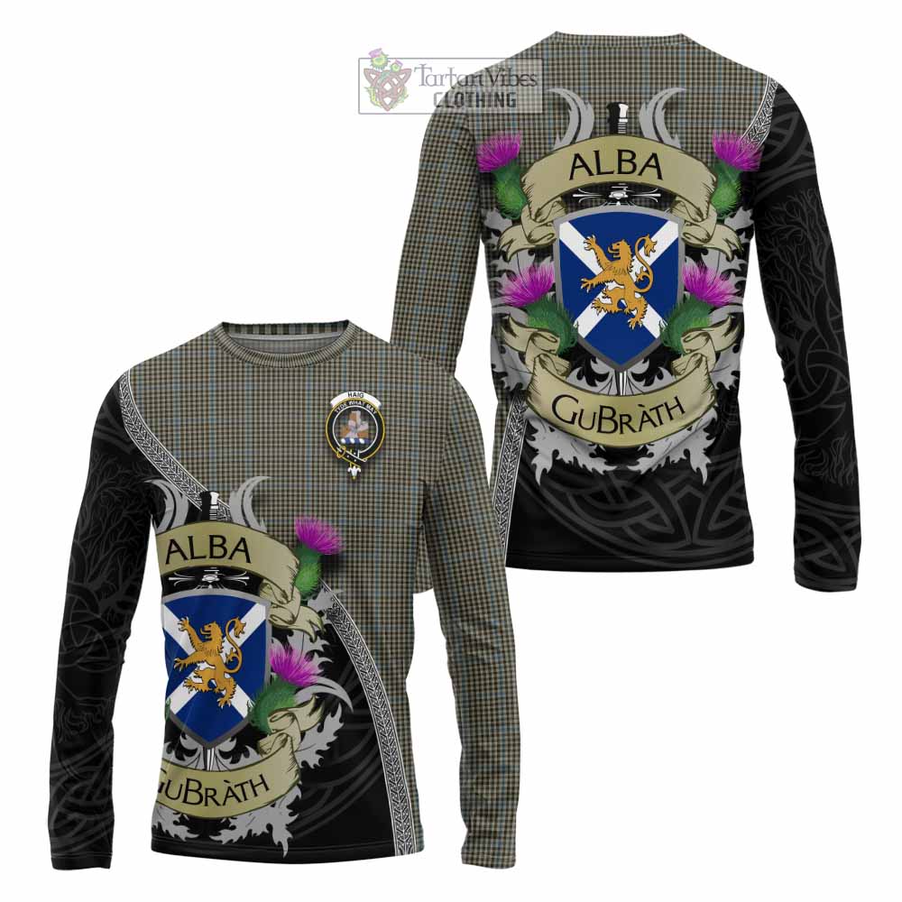 Tartan Vibes Clothing Haig Tartan Family Crest Long Sleeve T-Shirt Lion Rampant Royal Thistle Shield Celtic Inspired