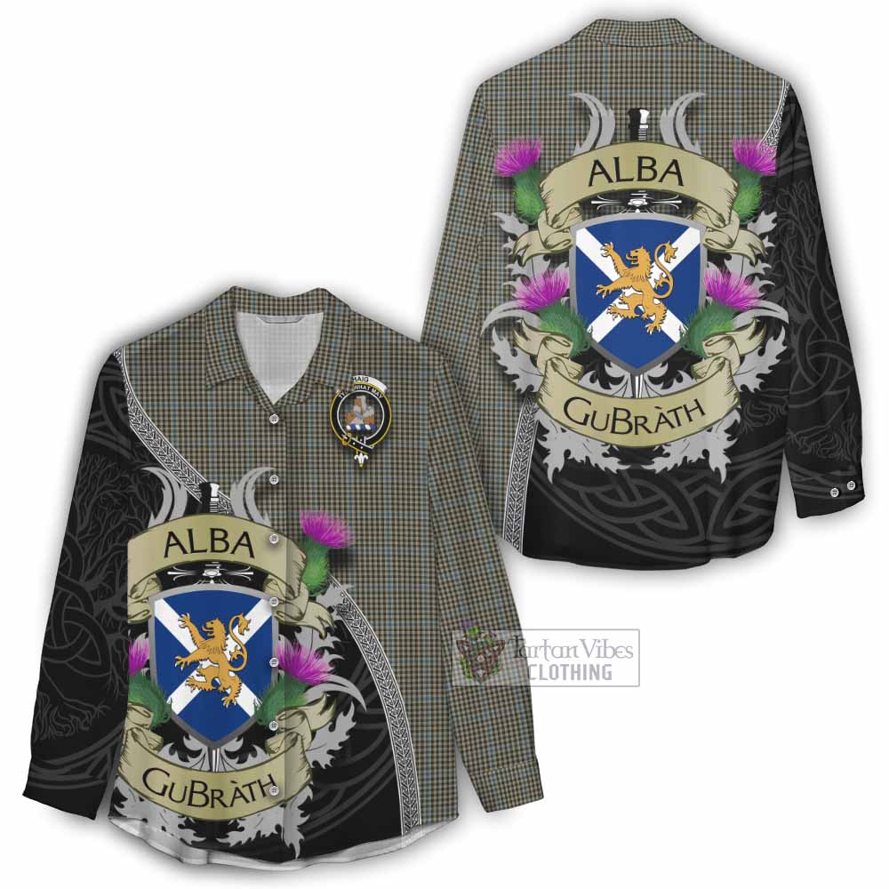 Tartan Vibes Clothing Haig Tartan Family Crest Women's Casual Shirt Lion Rampant Royal Thistle Shield Celtic Inspired
