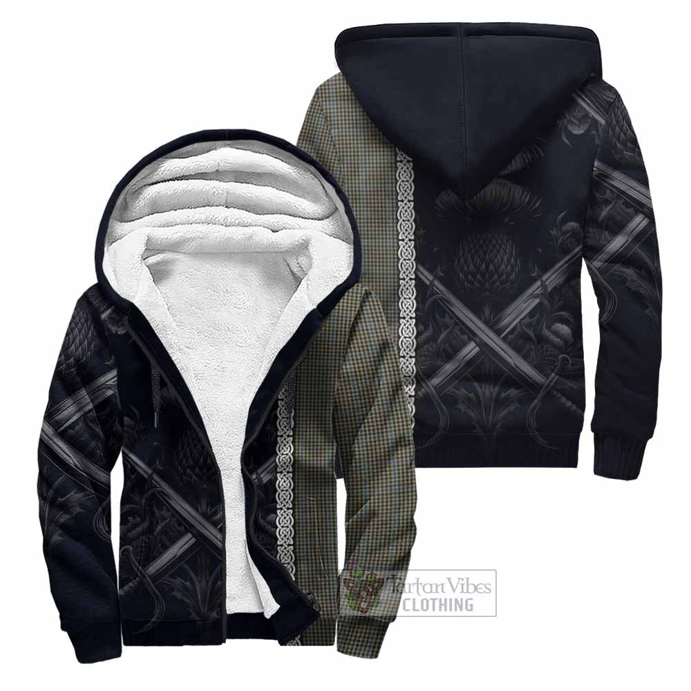 Tartan Vibes Clothing Haig Tartan Sherpa Hoodie with Family Crest Cross Sword Thistle Celtic Vibes