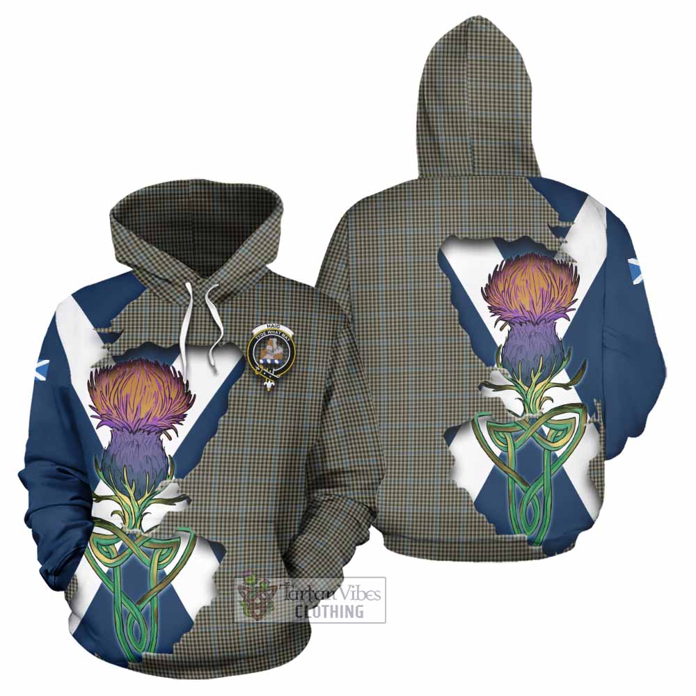 Tartan Vibes Clothing Haig Tartan Family Crest Hoodie Scottish Thistle Celtic Inspired