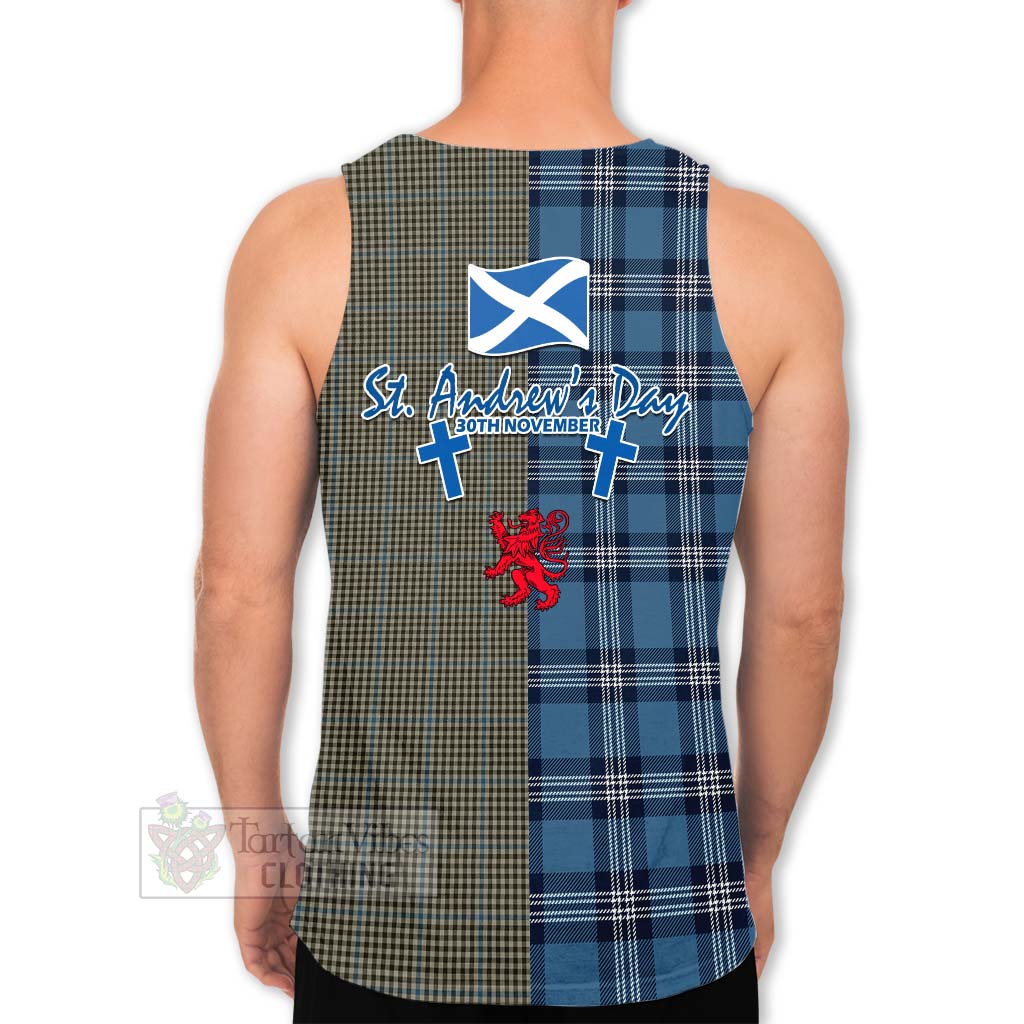 Tartan Vibes Clothing Haig Tartan Men's Tank Top Happy St. Andrew's Day Half Tartan Style