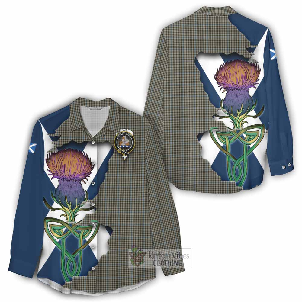 Tartan Vibes Clothing Haig Tartan Family Crest Women's Casual Shirt Scottish Thistle Celtic Inspired