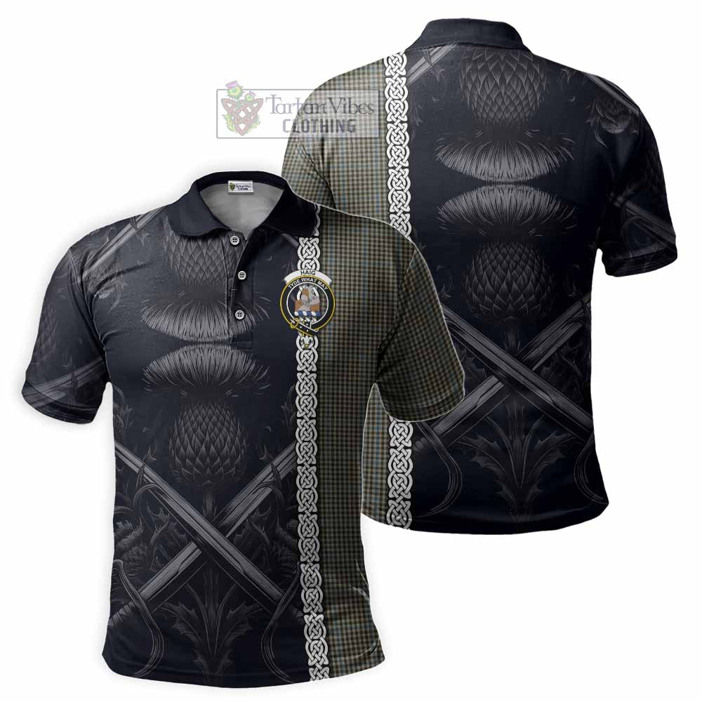 Tartan Vibes Clothing Haig Tartan Polo Shirt with Family Crest Cross Sword Thistle Celtic Vibes