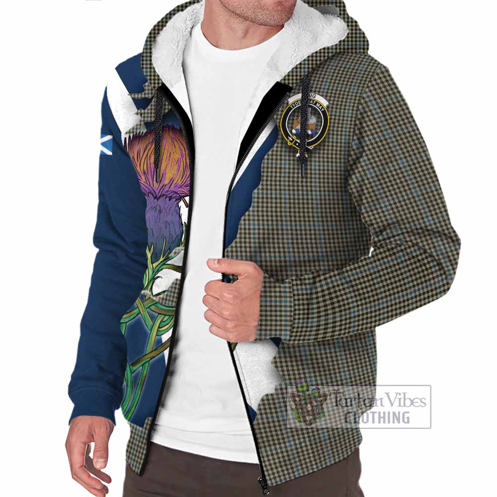 Tartan Vibes Clothing Haig Tartan Family Crest Sherpa Hoodie Scottish Thistle Celtic Inspired