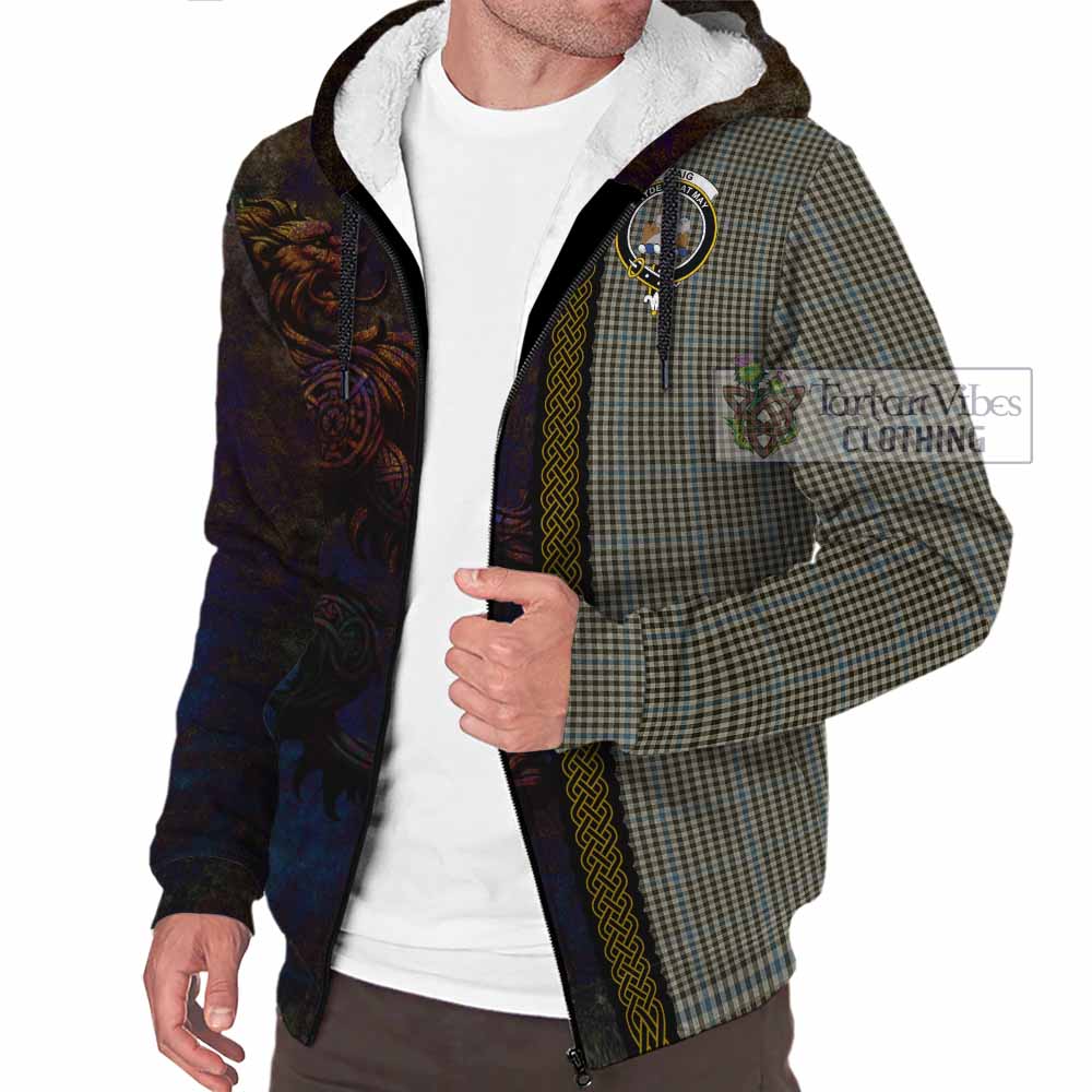 Tartan Vibes Clothing Haig Tartan Family Crest Sherpa Hoodie Alba Gu Brath Be Brave Lion Ancient Style