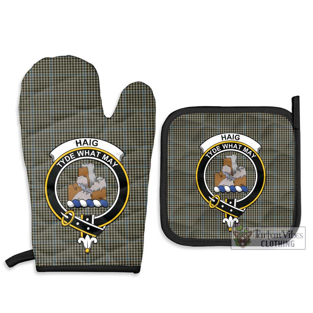 Haig Tartan Combo Oven Mitt & Pot-Holder with Family Crest Combo 1 Oven Mitt & 2 Pot-Holder Black - Tartan Vibes Clothing