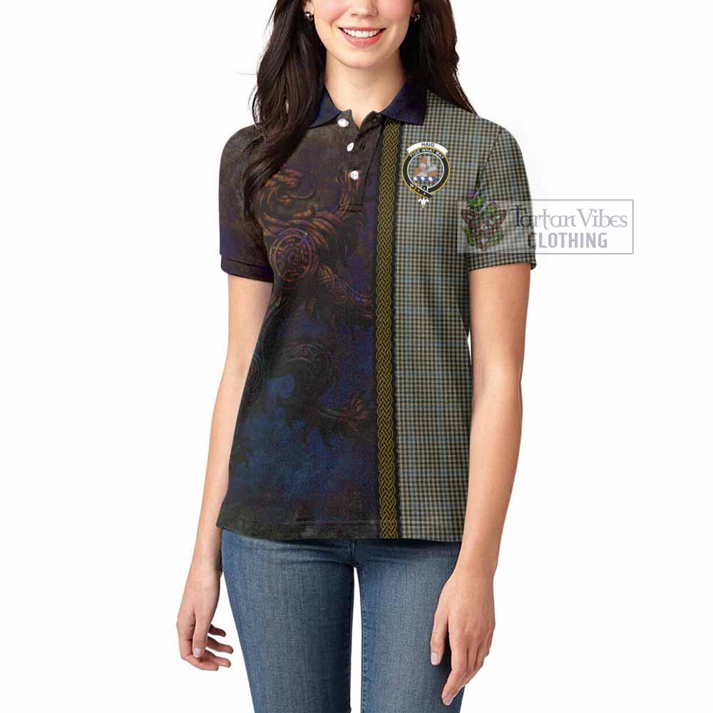 Tartan Vibes Clothing Haig Tartan Family Crest Women's Polo Shirt Alba Gu Brath Be Brave Lion Ancient Style