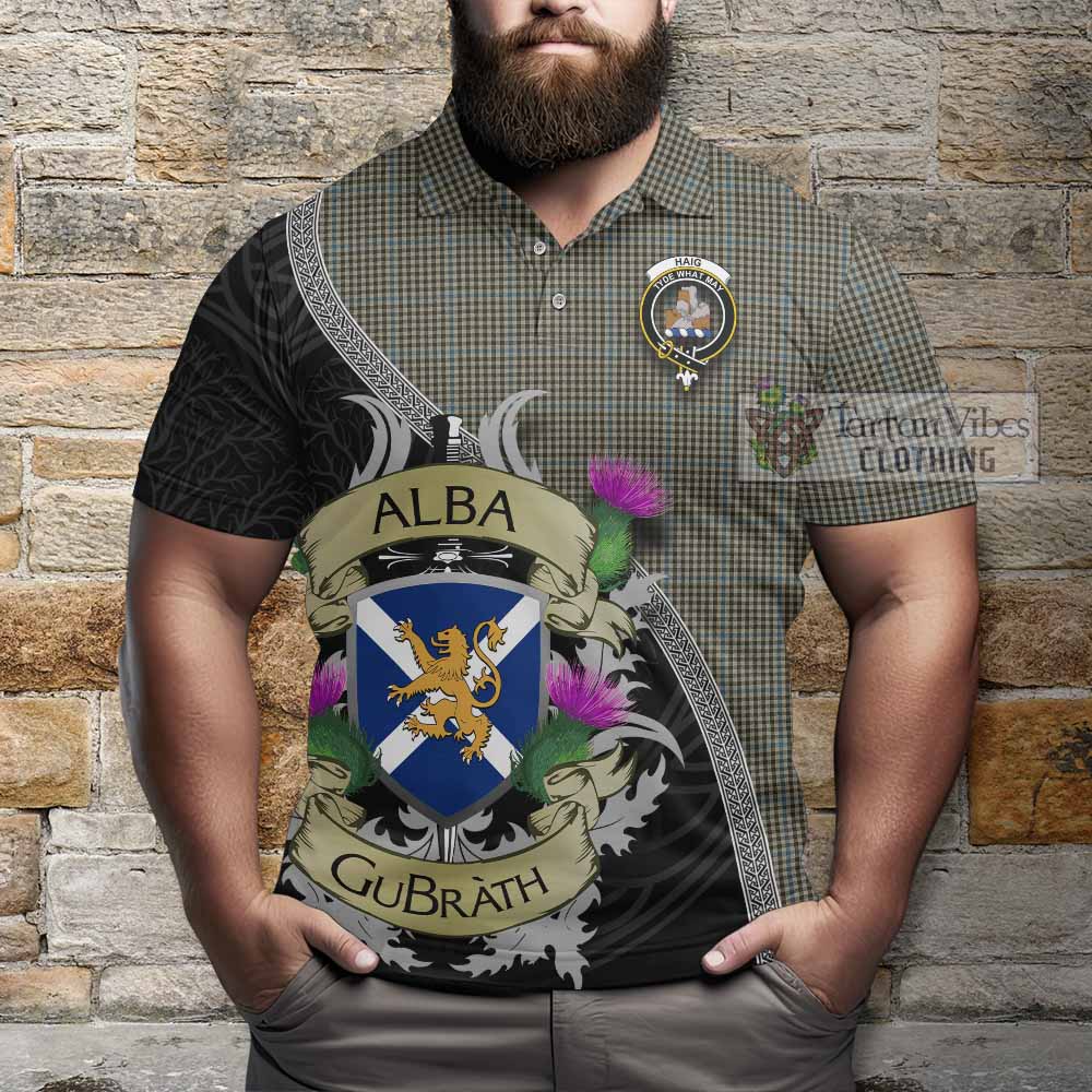 Tartan Vibes Clothing Haig Tartan Family Crest Polo Shirt Lion Rampant Royal Thistle Shield Celtic Inspired