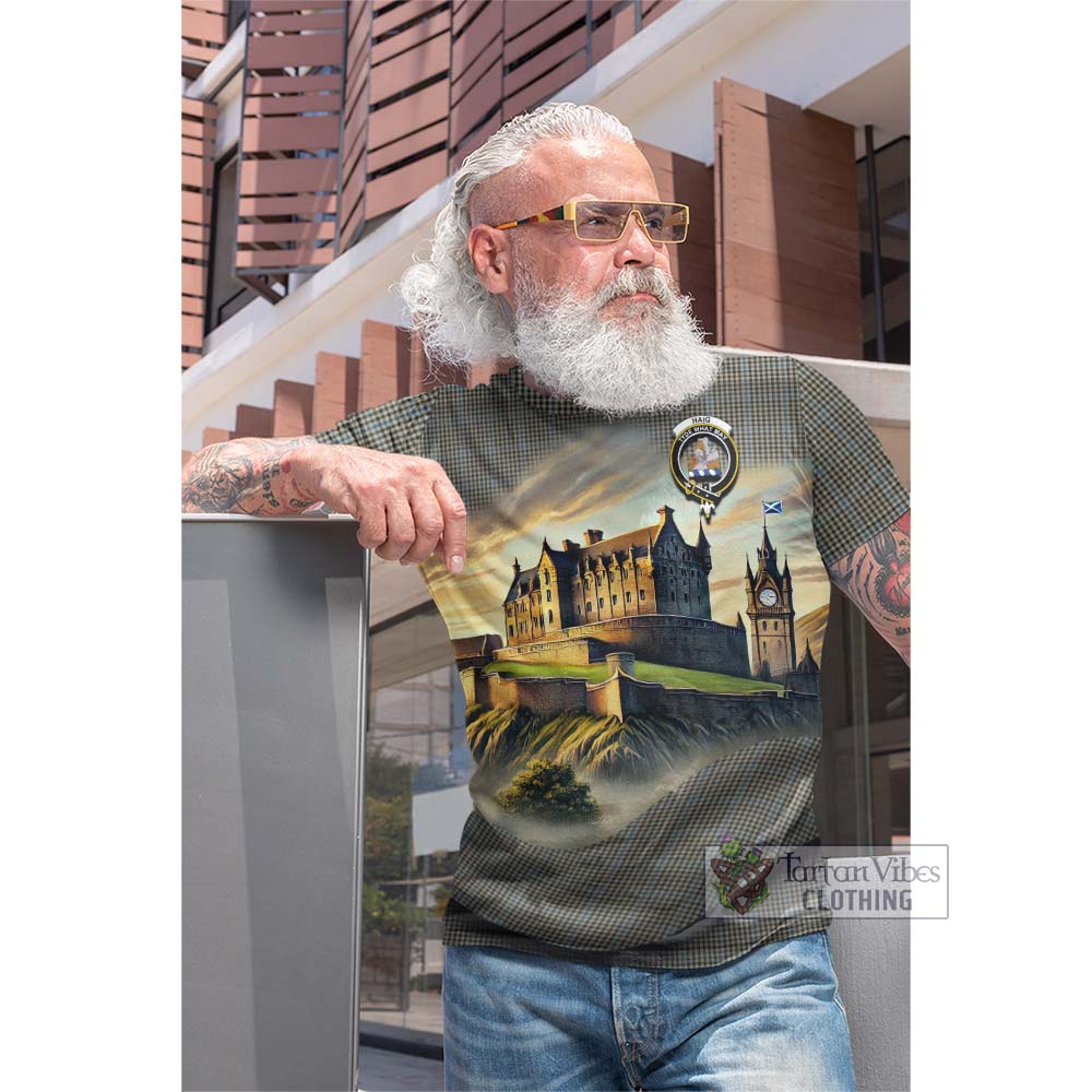 Tartan Vibes Clothing Haig Tartan Family Crest Cotton T-shirt with Scottish Ancient Castle Style