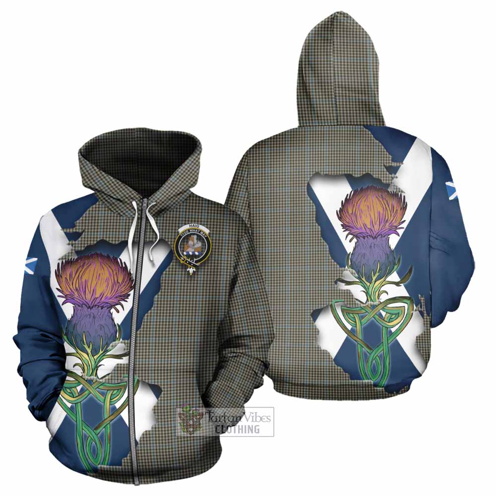 Tartan Vibes Clothing Haig Tartan Family Crest Hoodie Scottish Thistle Celtic Inspired