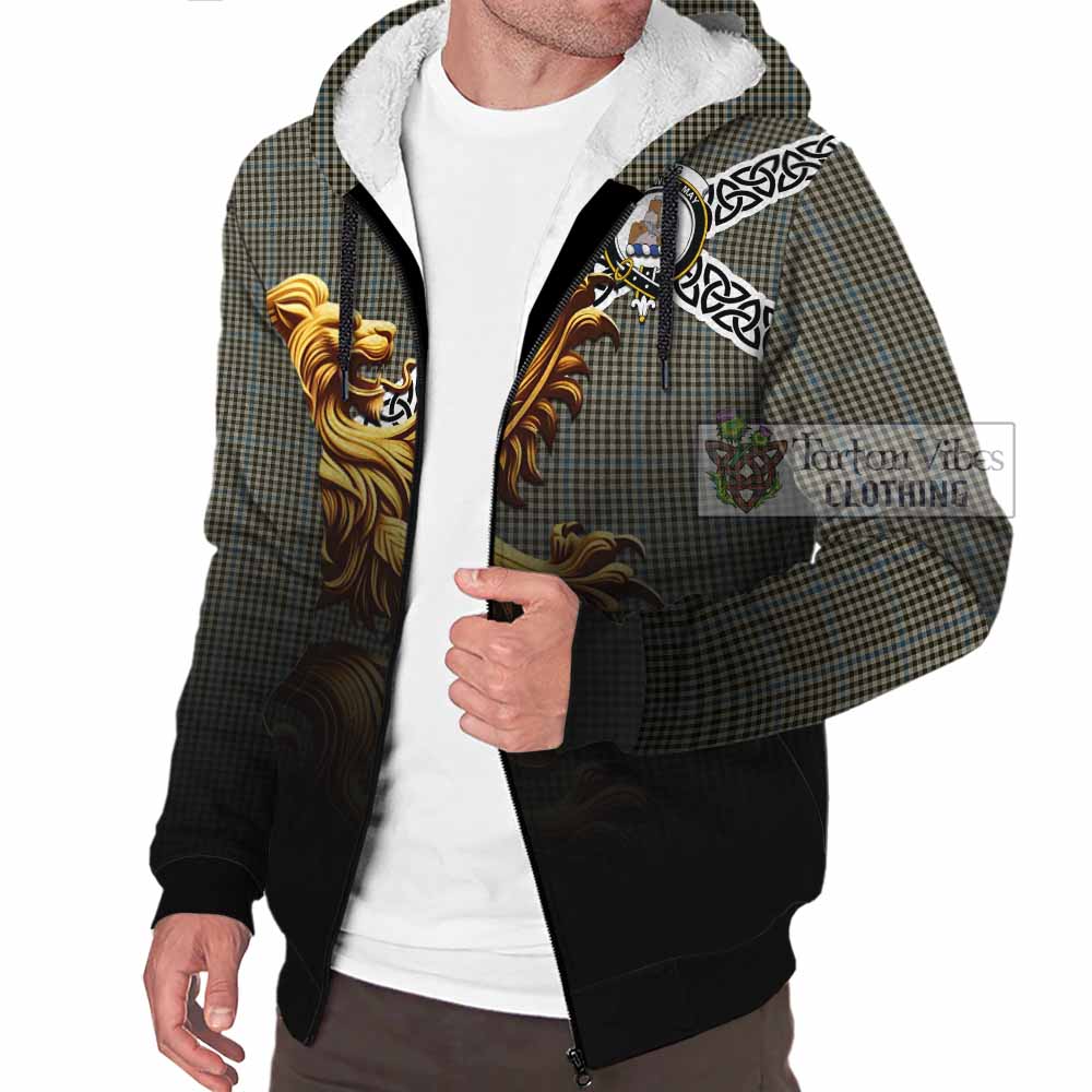 Tartan Vibes Clothing Haig Crest Tartan Sherpa Hoodie with Golden Lion Emblem Celtic Style