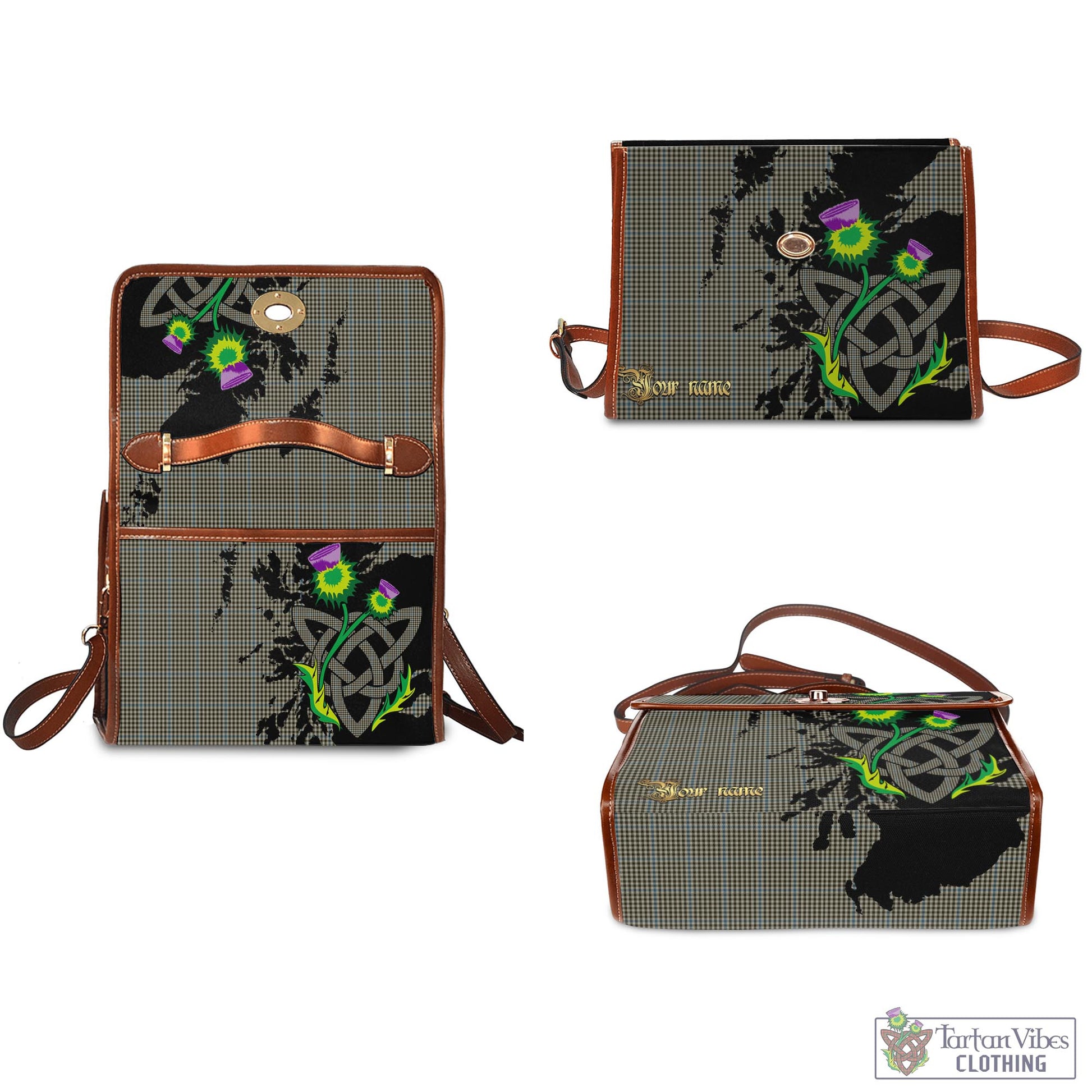 Tartan Vibes Clothing Haig Tartan Waterproof Canvas Bag with Scotland Map and Thistle Celtic Accents