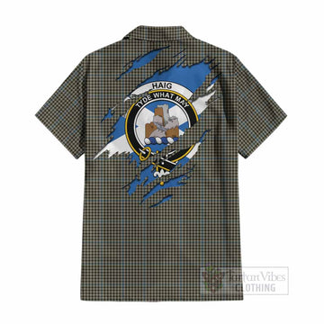 Haig Clan Crest In Me Tartan Cotton Hawaiian Shirt Scotland Flag Style