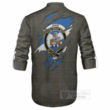 Haig Clan Crest In Me Tartan Ghillie Shirt Scotland Flag Style