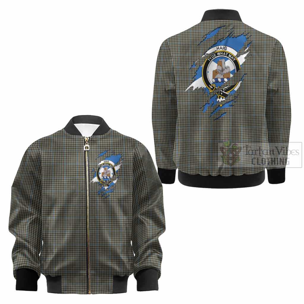 Haig Clan Crest In Me Tartan Kid Bomber Jacket Scotland Flag Style