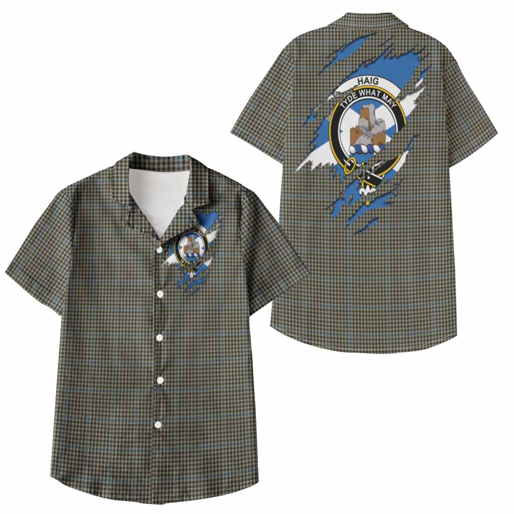 Haig Clan Crest In Me Tartan Kid Hawaiian Shirt Scotland Flag Style