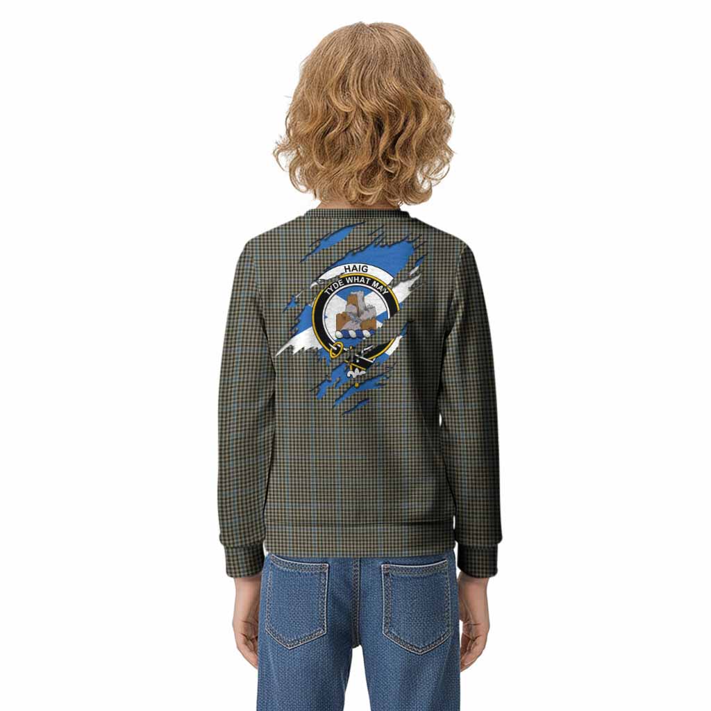 Haig Clan Crest In Me Tartan Kid Knitted Sweatshirt Scotland Flag Style
