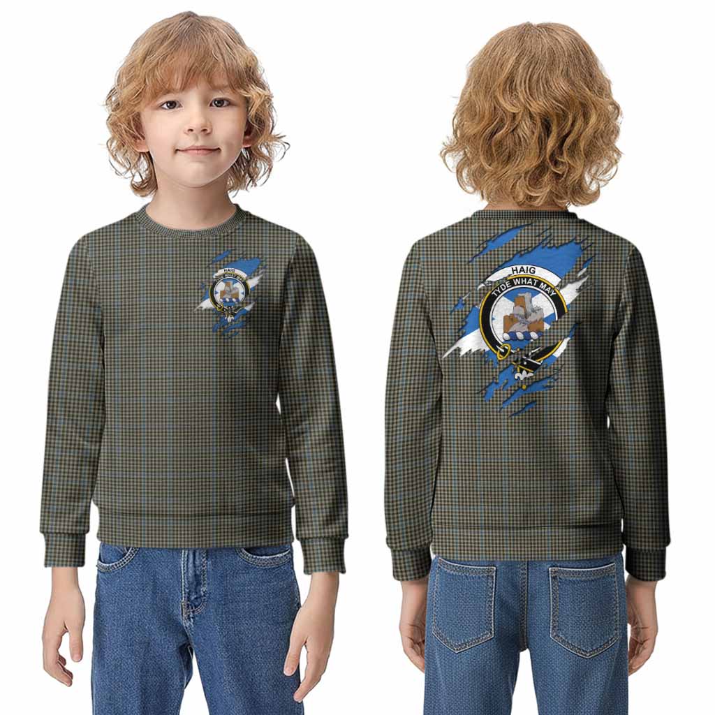 Haig Clan Crest In Me Tartan Kid Knitted Sweatshirt Scotland Flag Style