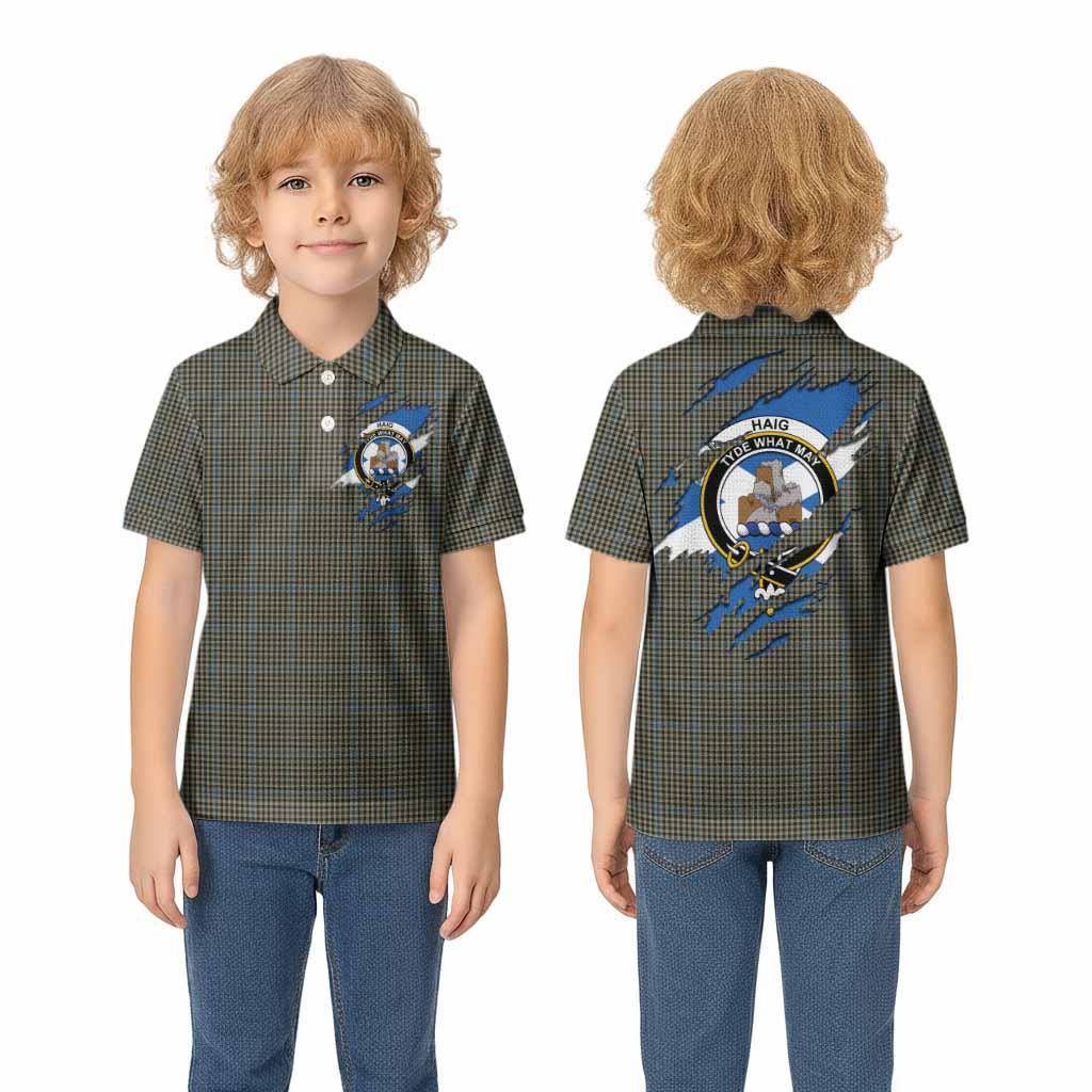 Haig Clan Crest In Me Tartan Kid Polo Shirt Scotland Flag Style