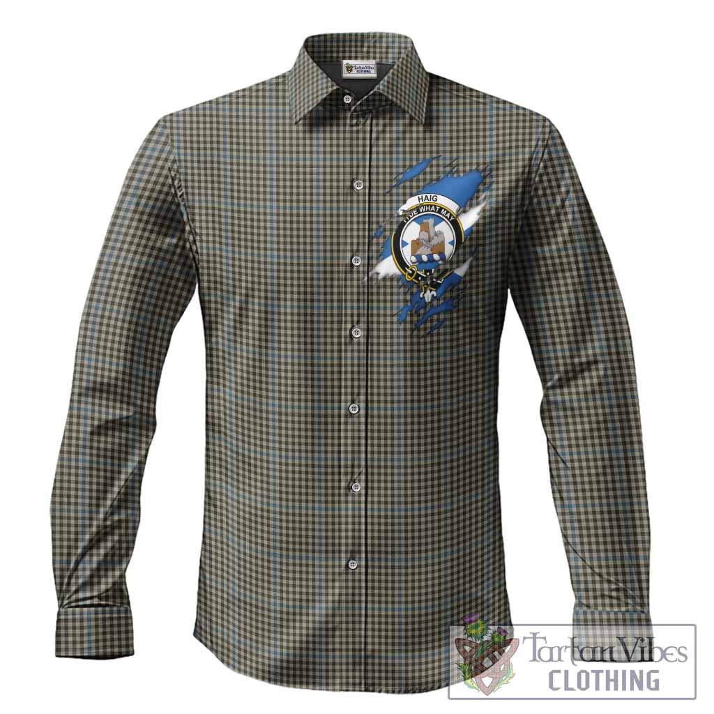 Haig Clan Crest In Me Tartan Long Sleeve Button Shirts Scotland Flag Style