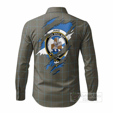 Haig Clan Crest In Me Tartan Long Sleeve Button Shirts Scotland Flag Style