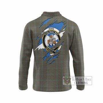Haig Clan Crest In Me Tartan Long Sleeve Polo Shirt Scotland Flag Style