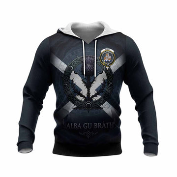 Haig Clan Crest Knitted Hoodie with Celtic Knot Thistle and Saltire