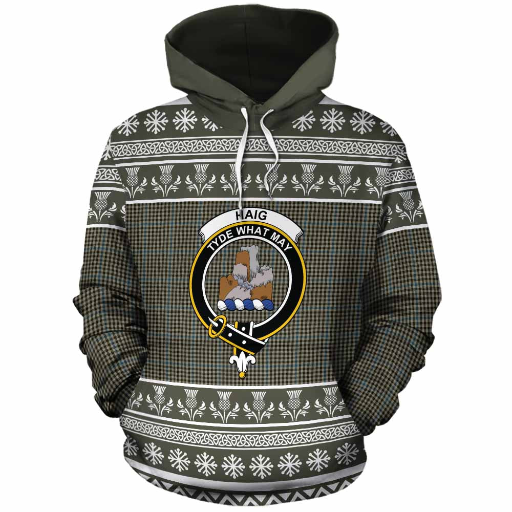 Haig Clan Tartan Christmas Cotton Hoodie with Family Crest - Tartan Vibes Clothing