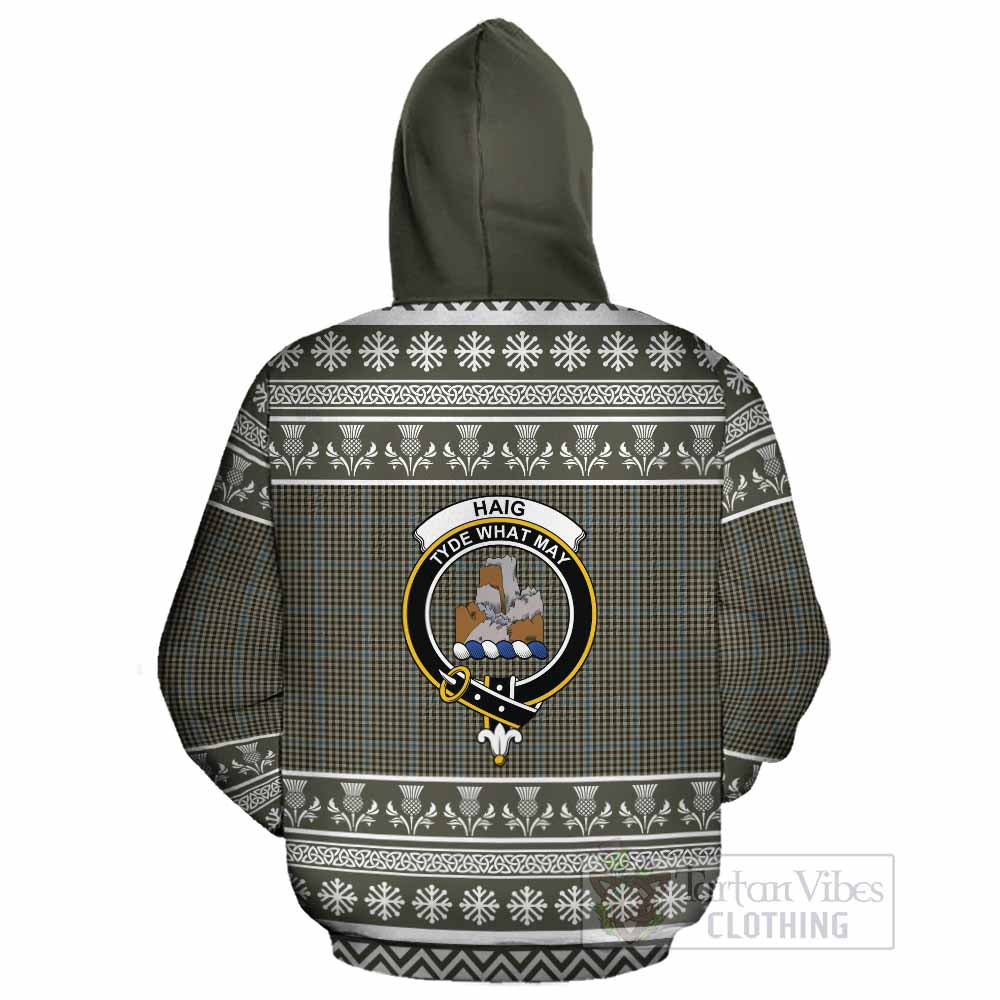 Haig Clan Tartan Christmas Cotton Hoodie with Family Crest - Tartan Vibes Clothing