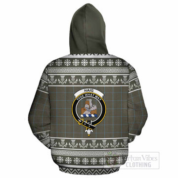 Haig Clan Tartan Christmas Cotton Hoodie with Family Crest