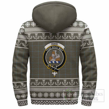Haig Clan Tartan Christmas Fleece Hoodie with Family Crest