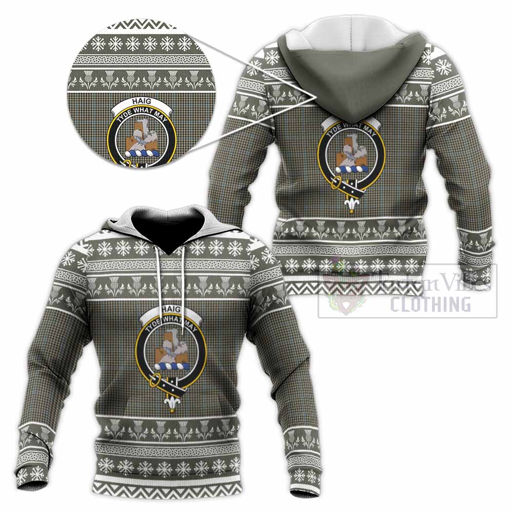 Haig Clan Tartan Christmas Knitted Hoodie with Family Crest - Tartan Vibes Clothing