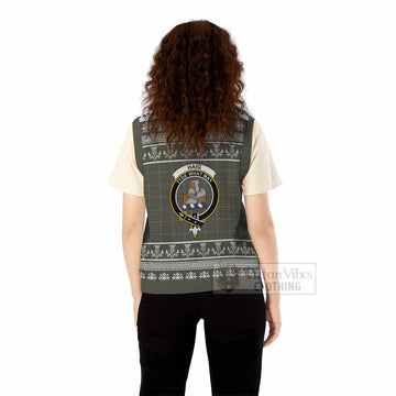 Haig Clan Tartan Christmas Knitted V-Neck Vest with Family Crest