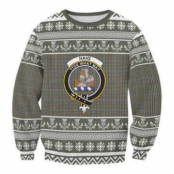 Haig Clan Tartan Christmas Sweatshirt with Family Crest