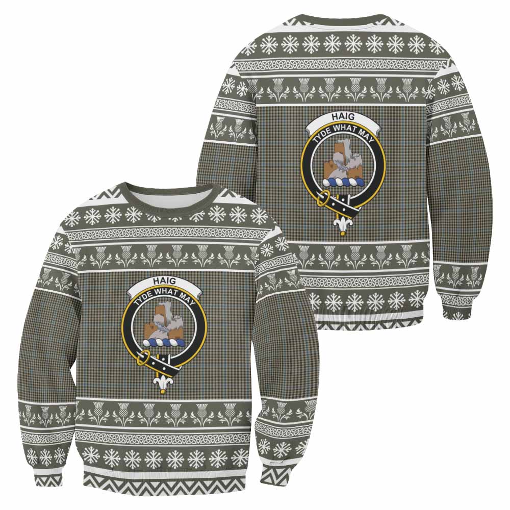Haig Clan Tartan Christmas Sweatshirt with Family Crest - Tartan Vibes Clothing