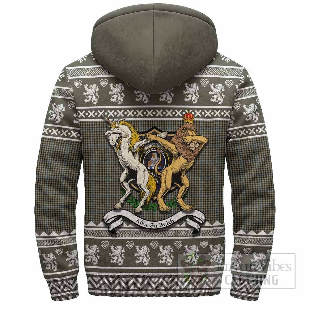 Haig Clan Tartan Crest Christmas Fleece Hoodie Coat of Arms Funny Style - Tartan Vibes Clothing