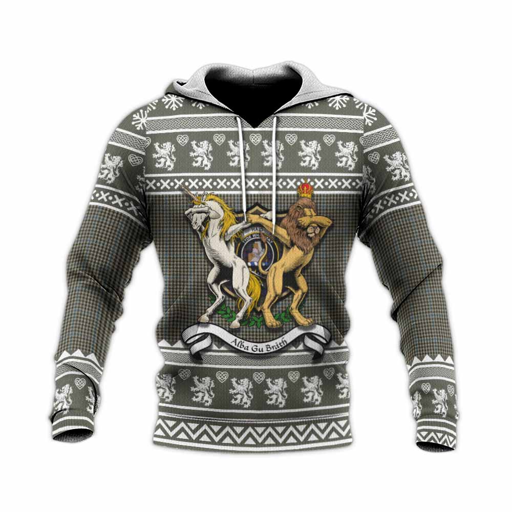 Haig Clan Tartan Crest Christmas Knitted Hoodie Coat of Arms Funny Style - Tartan Vibes Clothing