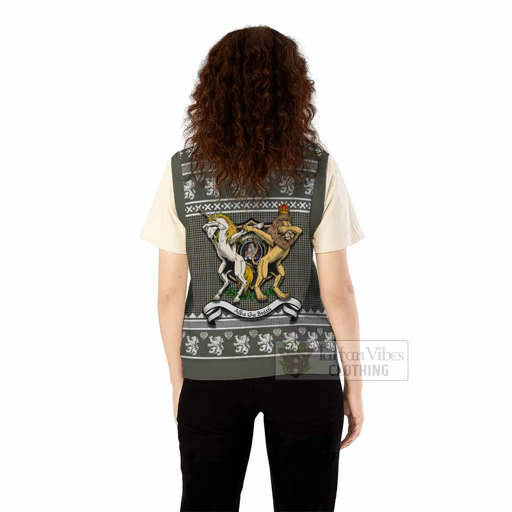 Haig Clan Tartan Crest Christmas Knitted V-Neck Vest Coat of Arms Funny Style - Tartan Vibes Clothing