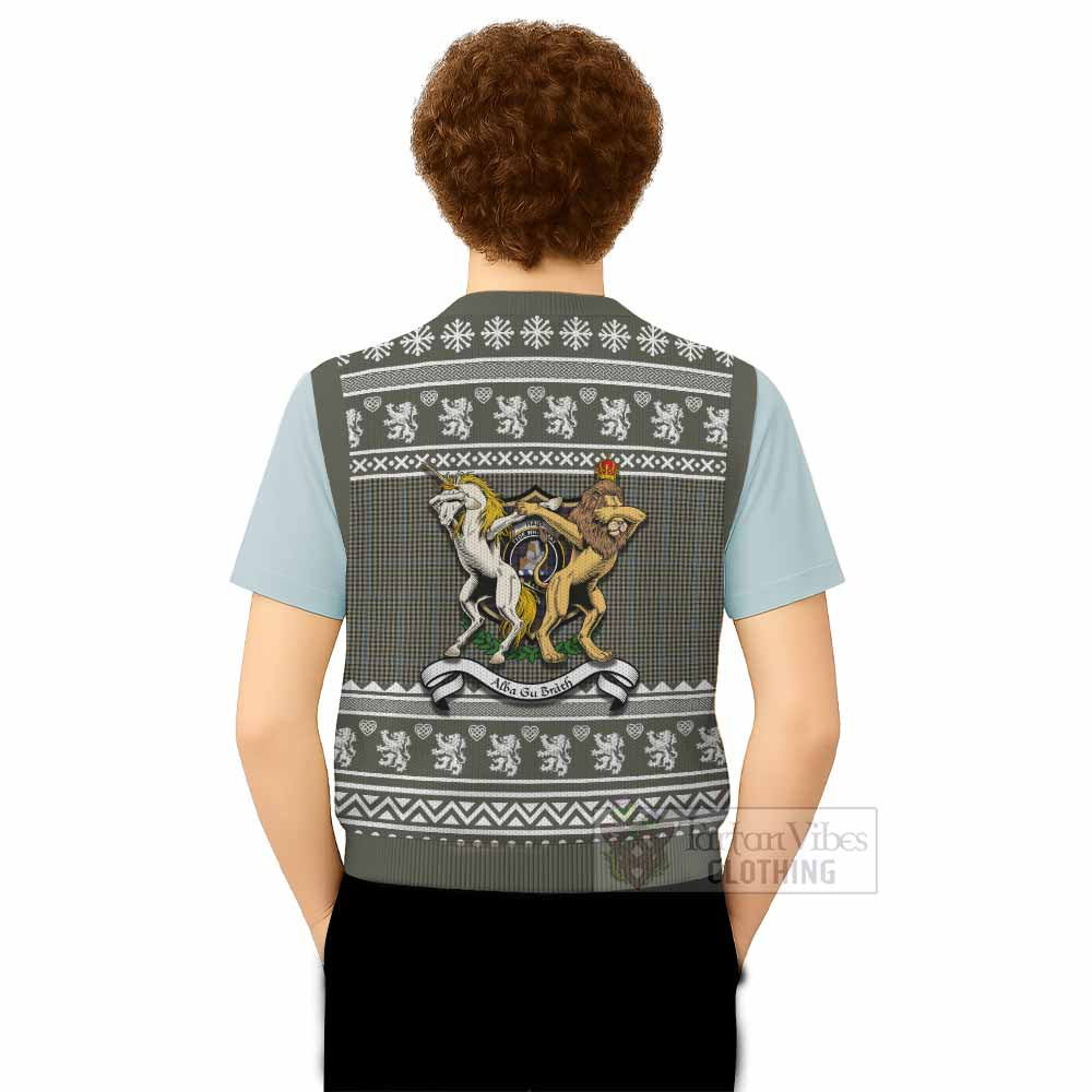 Haig Clan Tartan Crest Christmas Knitted V-Neck Vest Coat of Arms Funny Style - Tartan Vibes Clothing