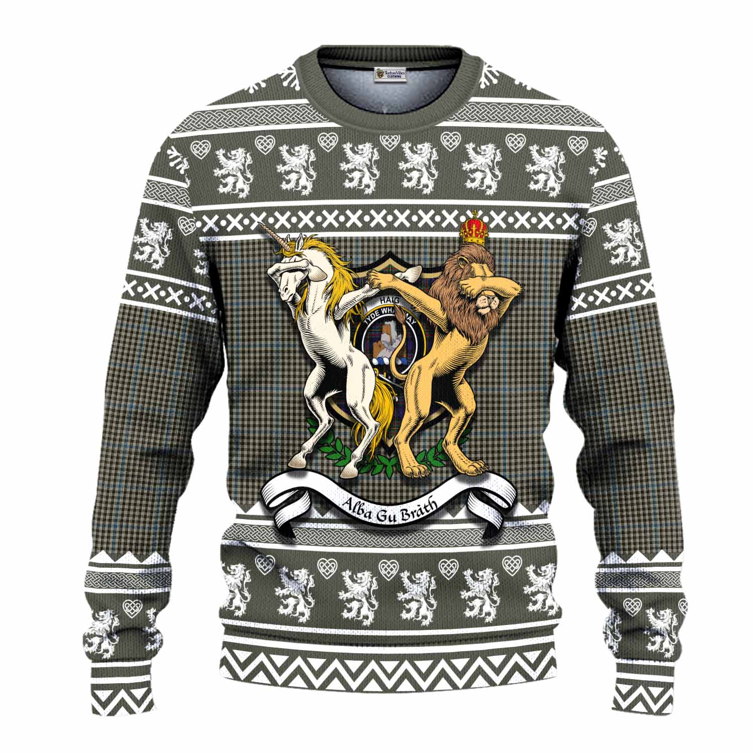 Haig Clan Tartan Crest Christmas Ugly Sweater Coat of Arms Funny Style - Tartan Vibes Clothing
