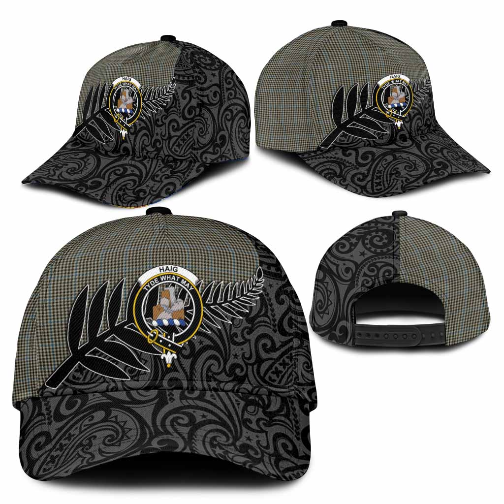 Haig Crest Tartan Classic Cap with New Zealand Silver Fern Half Style