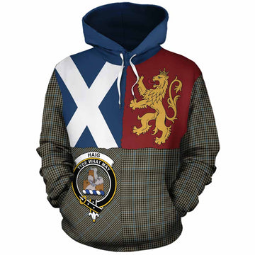 Haig Crest Tartan Cotton Hoodie with Lion Rampant Saltire Style