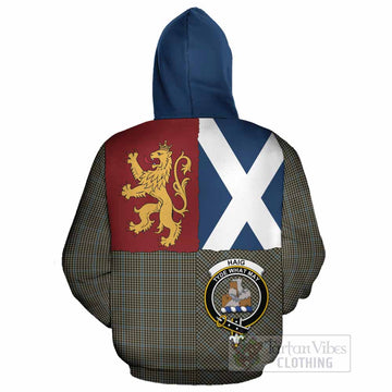 Haig Crest Tartan Cotton Hoodie with Lion Rampant Saltire Style