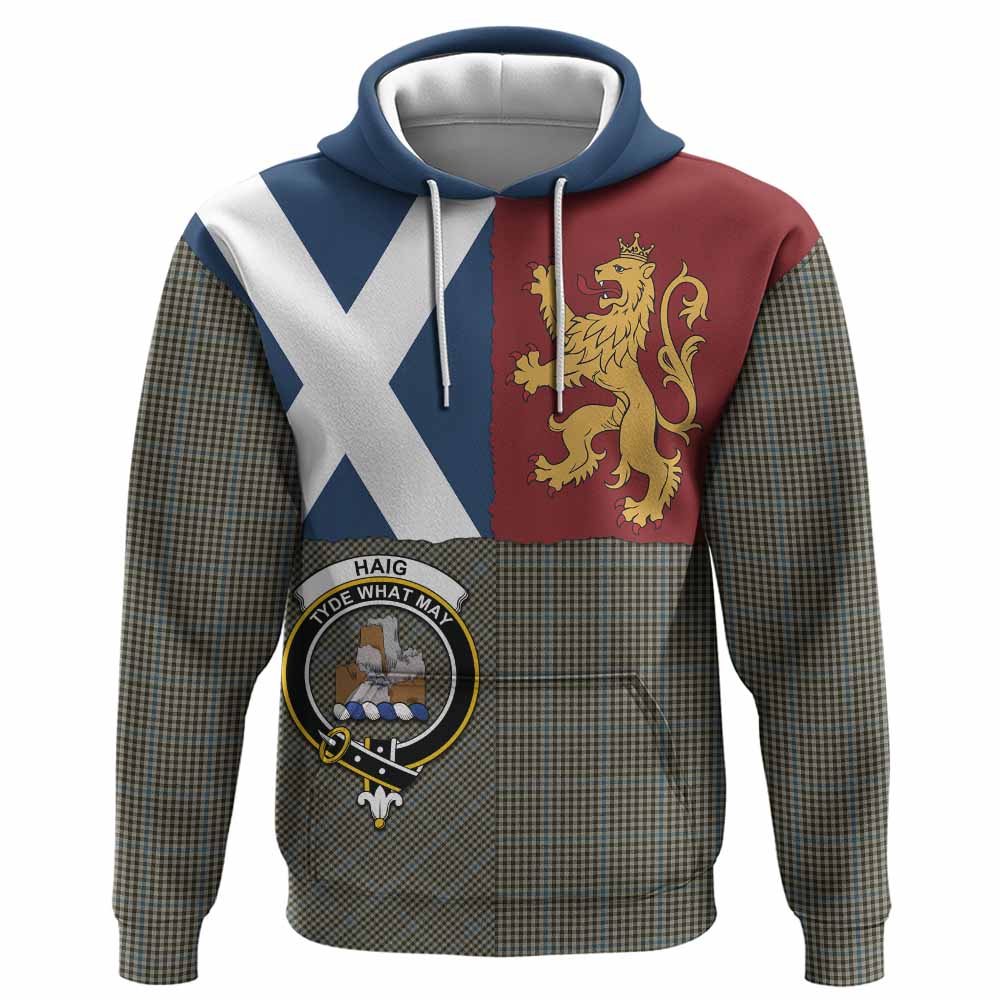 Haig Crest Tartan Hoodie with Lion Rampant Saltire Style