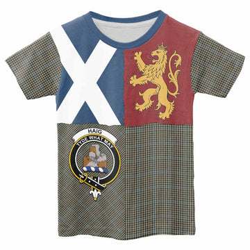Haig Crest Tartan Kid T-shirt with Lion Rampant Saltire Style