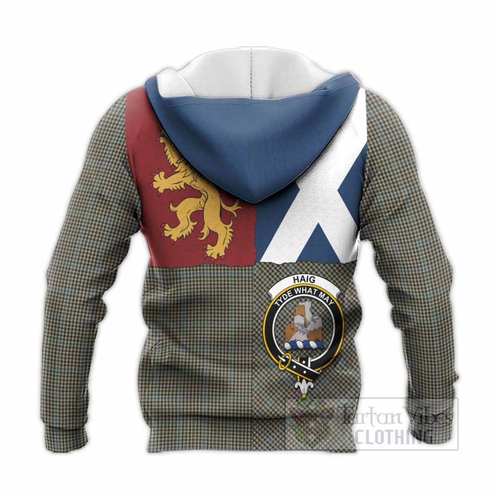 Haig Crest Tartan Knitted Hoodie with Lion Rampant Saltire Style