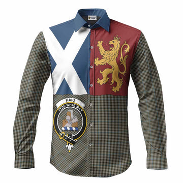 Haig Crest Tartan Long Sleeve Button Shirts with Lion Rampant Saltire Style