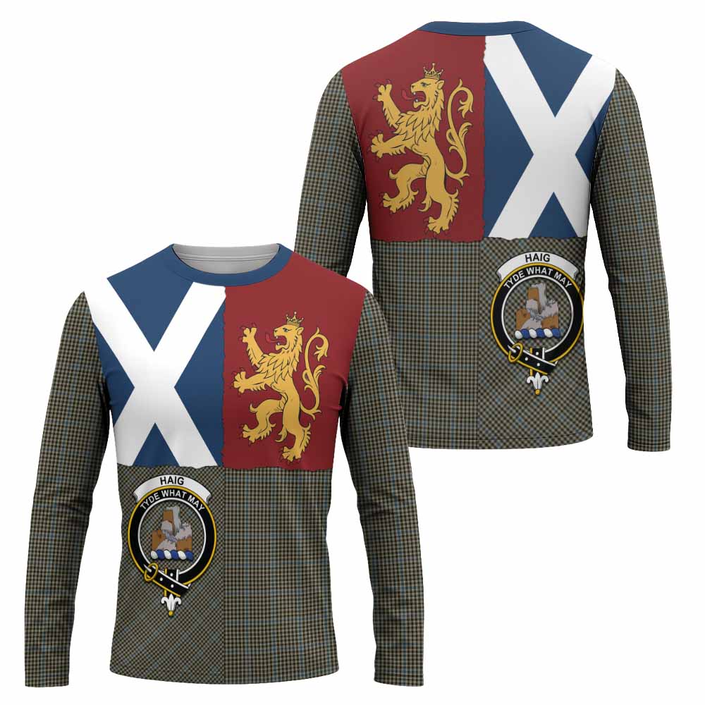Haig Crest Tartan Long Sleeve T-Shirt with Lion Rampant Saltire Style