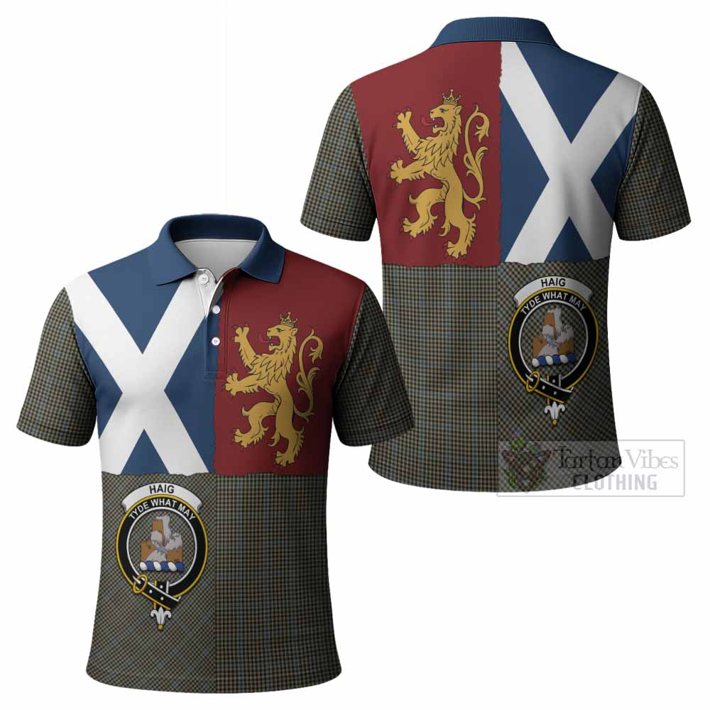 Haig Crest Tartan Polo Shirt with Lion Rampant Saltire Style