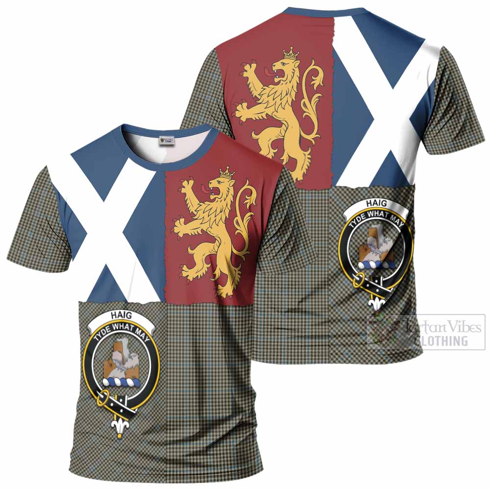 Haig Crest Tartan T-Shirt with Lion Rampant Saltire Style